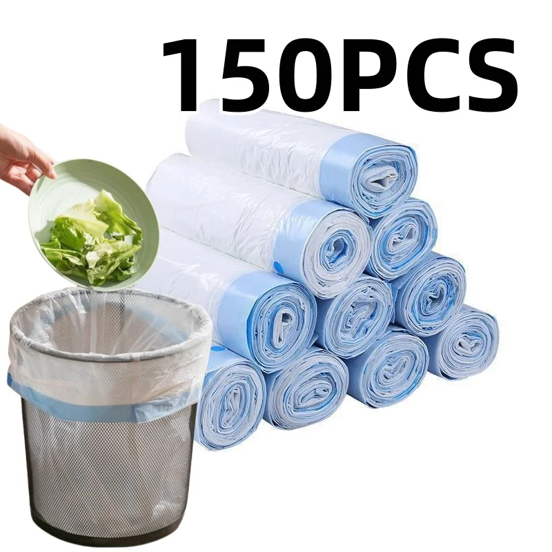 Garbage Bag 45X50 Household Garbage Bag Drawstring Thickening Portable Pull Bag White Plastic Bag for Kitchen Toilet Home Office