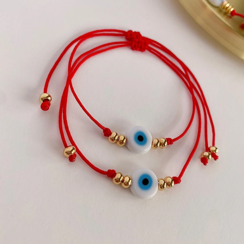 Vlen 2pcs Evil Eye Bracelet for Women Adjustable Red String Bracelets Bring Lucky Protective Jewelry Gift Pulseras Accessory