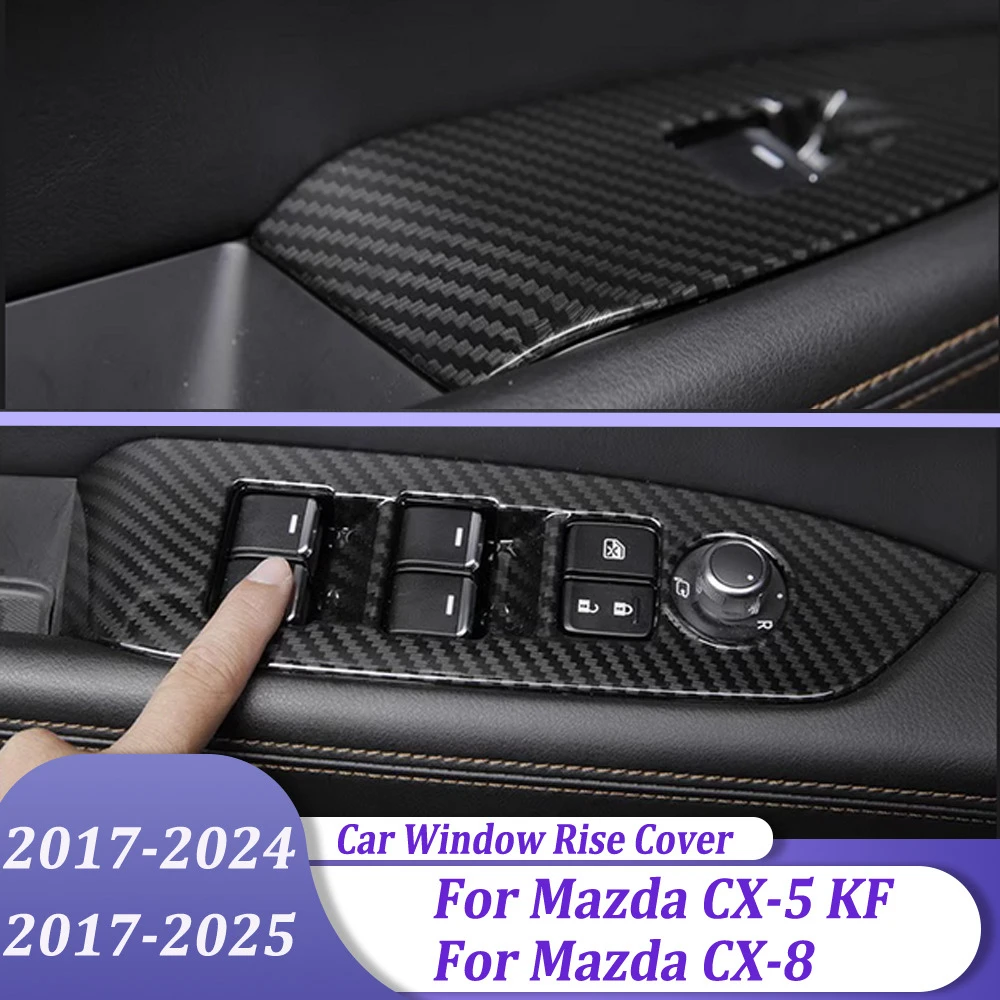 

Дверной подлокотник, панель, кнопка подъема окна, накладка, наклейка, автомобильные аксессуары для Mazda CX-5 CX5 2017-2024 и CX8 CX-8 2017-2025