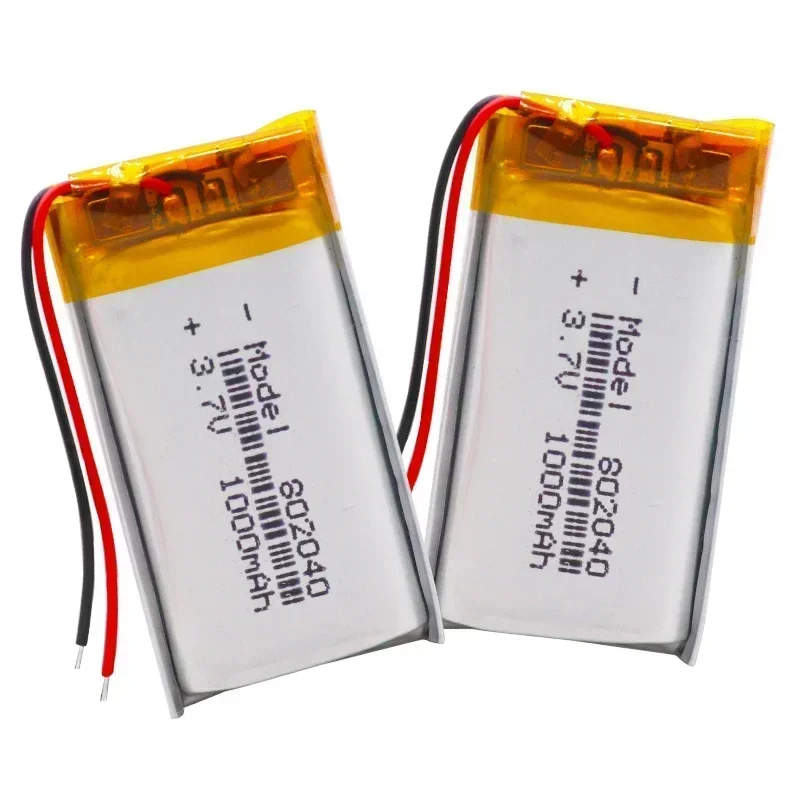 2 buah baterai isi ulang 1000mAh 802040   Sel Lipo Isi Ulang Lithium Polymer Li-Po Li Ion Untuk Speaker Bluetooth MP3 MP4