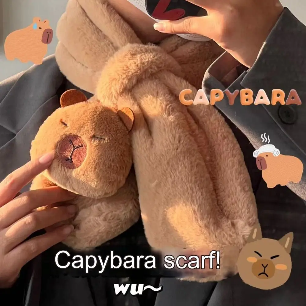 Neue Winter Capybara Plüsch Schal Cartoon Winddichte Handschuhe Warme Ohrenschützer Frauen