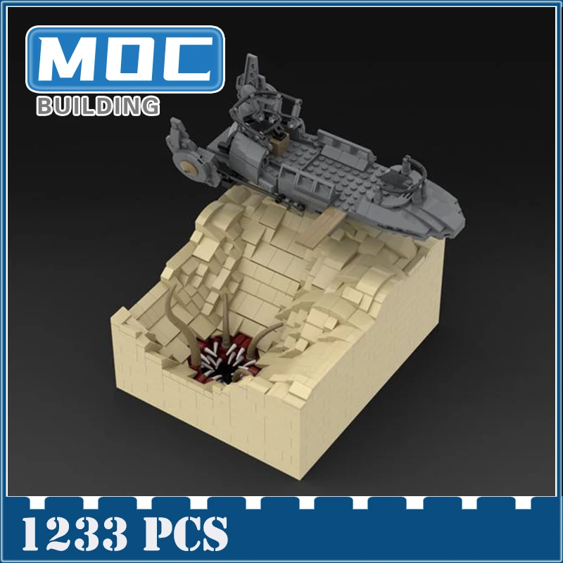 

Star Movie Military Series Jabba's Skiff at the Sarlacc Pit Desert Skiff Starship Model Building Blocks Toys Kids Gifts