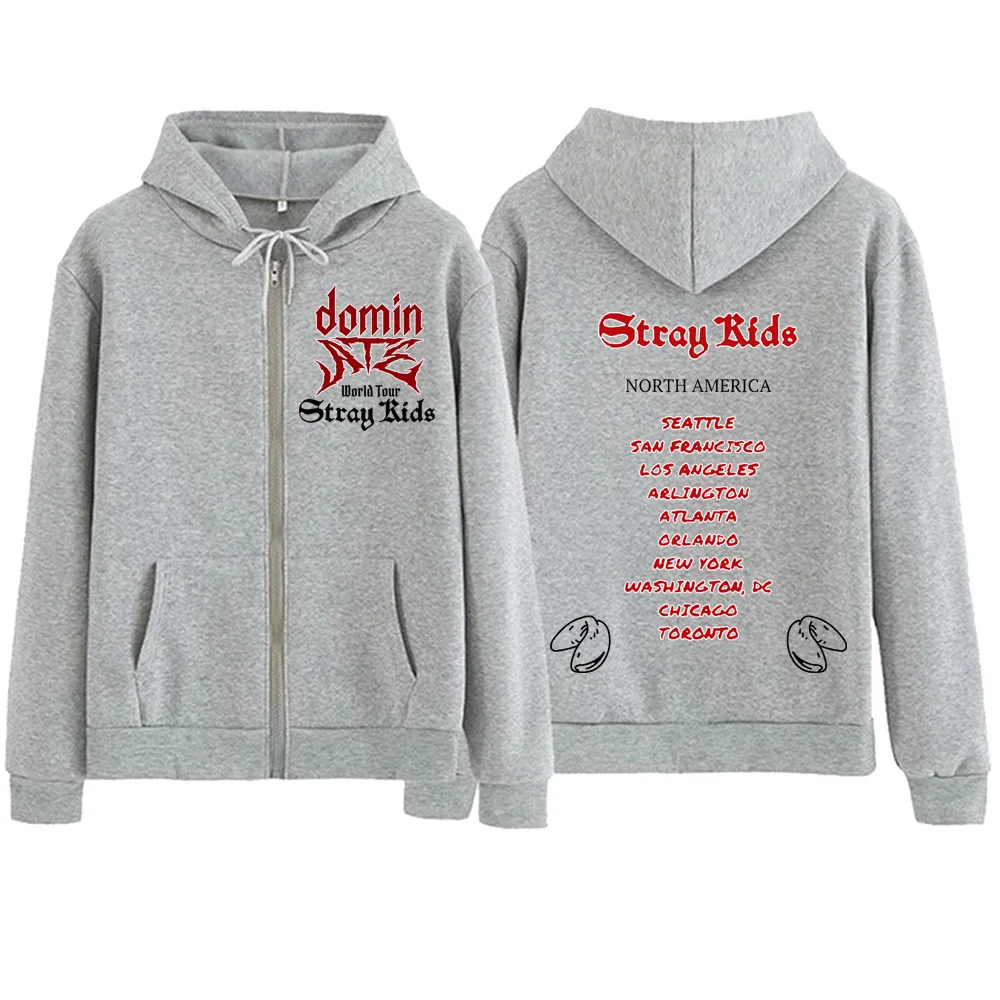 Dominasi World Tour Hoodie ritsleting kaus Hip Hop Harajuku