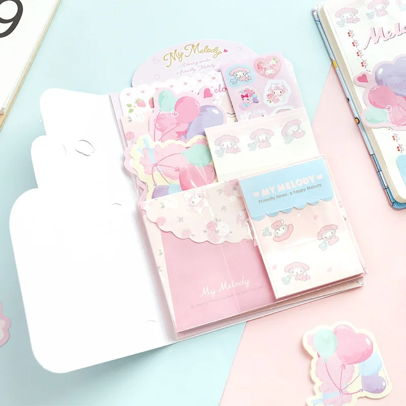 Kawaii Sanrio Melody Cinnamoroll Envelope Set Kawaii Kitty Festival Message Greeting Card Memo Pad School Supplies Kids Gift