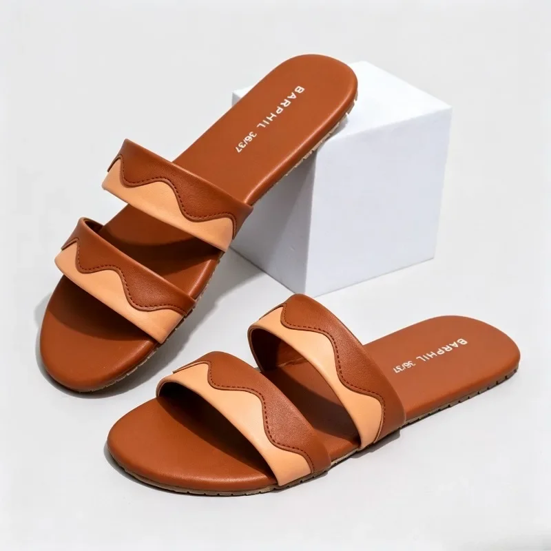Unique Color Blocking Wave Women's House Slippers Fashion Round Toe Floor Noise Slippers Comfortable Non SlipLiving Room Slipper