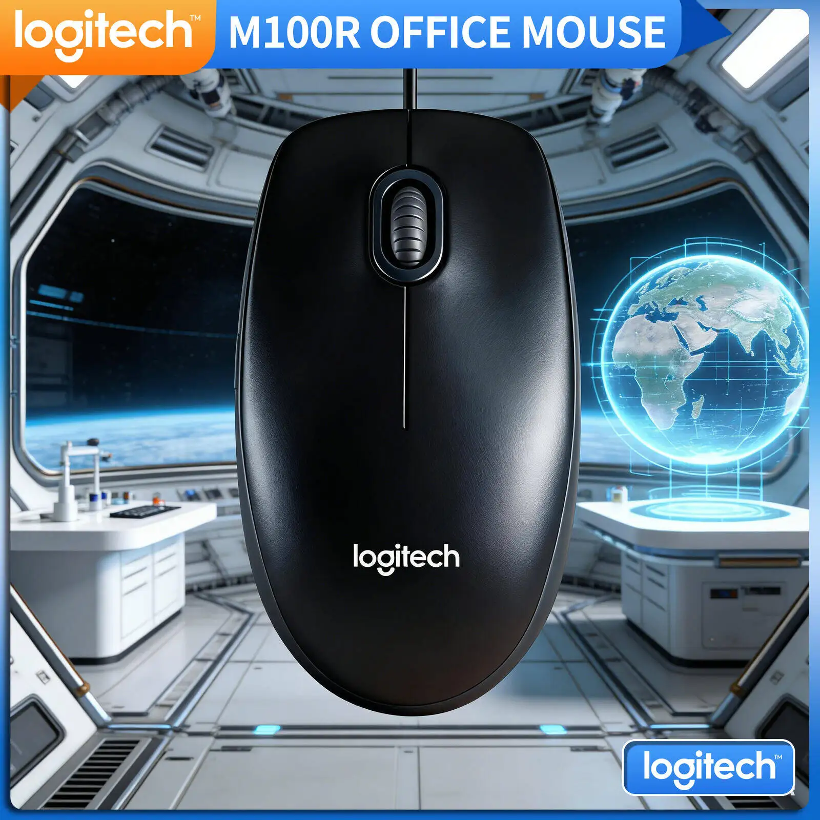 

Надежная проводная оптическая мышь Logitech M100R с USB-подключением, сенсор 1000DPI, дизайн Plug & Play для офиса, дома, школы, ноутбуков, ПК, устройств Mac