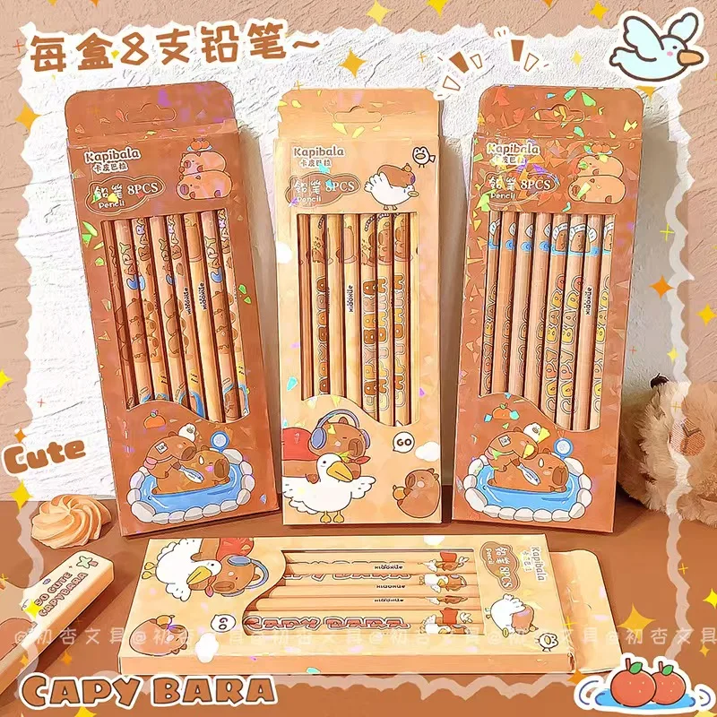 Карандаш деревянный капибара с ластиком, 2 коробки