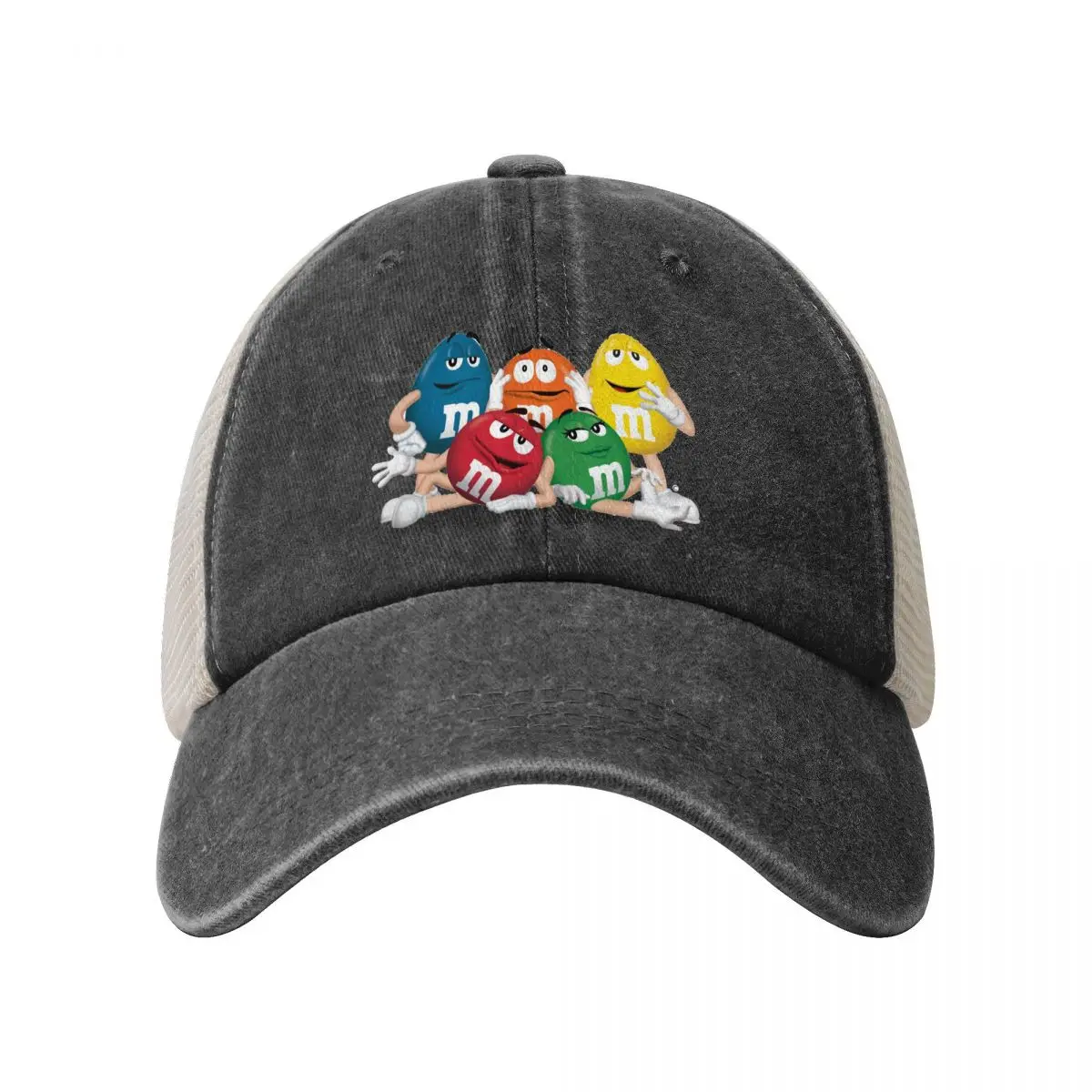 Nieuwigheid Kawaii M Chocolade Snoep Cartoon Kleurrijke Baseball Cap Mesh Snapback Hoed Katoen Verstelbare Sport Trucker Caps