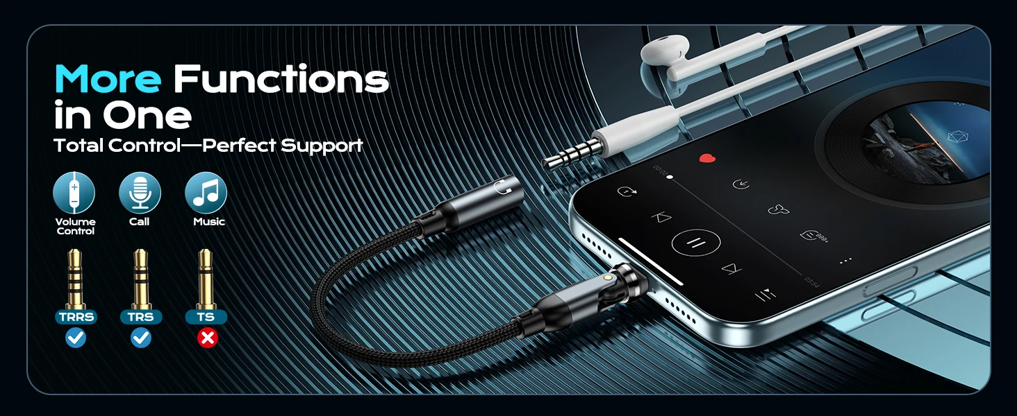 AUFU USB Typ C 3,5-mm-Klinkenadapter USB C zu 3,5-mm-Kopfhörer-AUX-Audiokabel für iPhone 17 Samsung Huawei Xiaomi Realme – Detail 5
