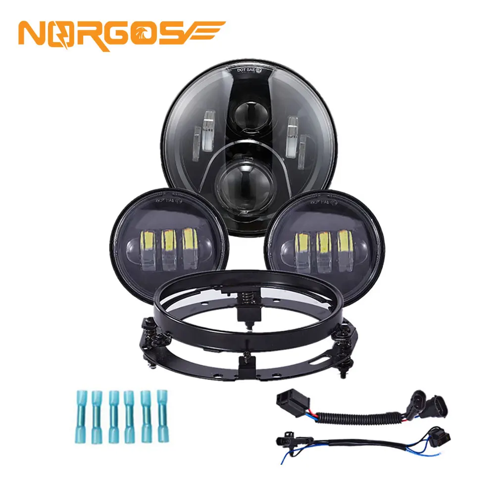 

NORGOS 7 inch Headlight Motorcycle Headlights Set for Road King Heritage Softail Fat Boy Electra Glide CVO Tri Glide Ultra