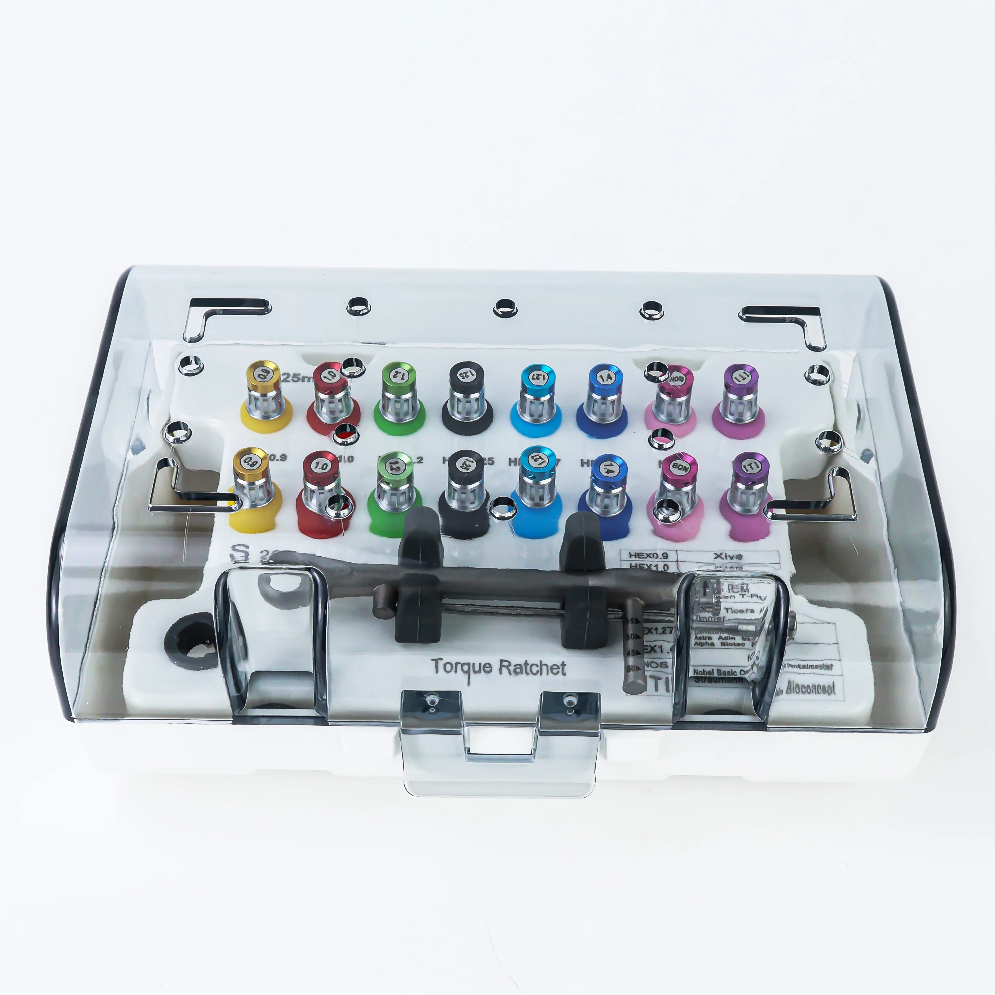 Dental Implant Screw Driver Colorful Torque Wrench with 16Pcs Screw Driver Universal Restoration Dentistry Tools Kit