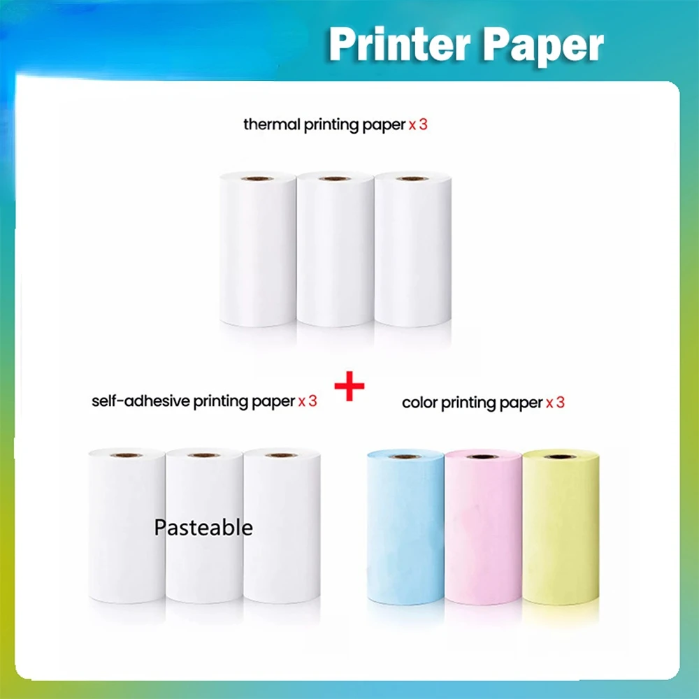 Mini papier do drukarki dla dzieci natychmiastowy aparat do druku termiczny kolorowy samoprzylepny papier samoprzylepny do bezprzewodowej drukarki Bluetooth 57mm