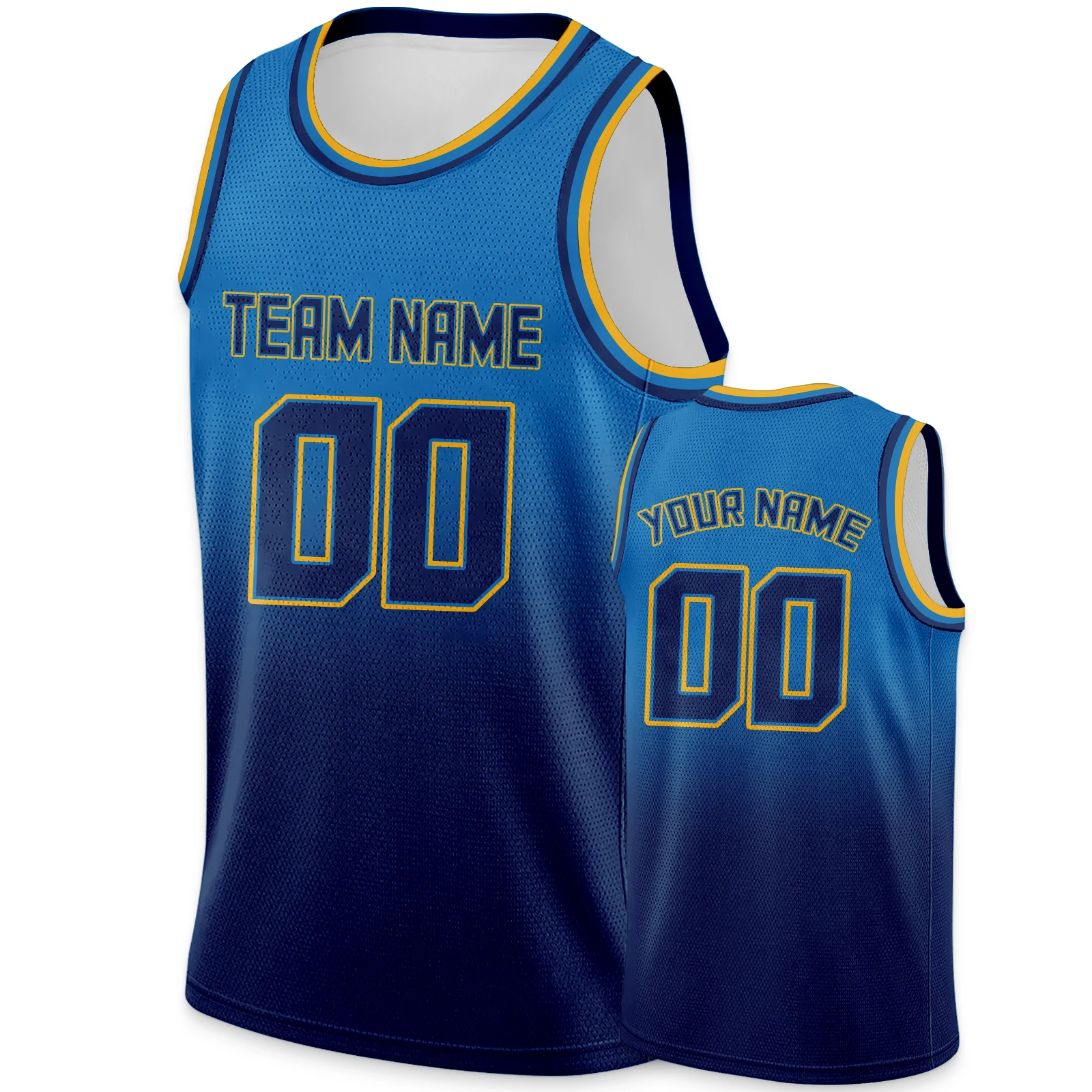 Custom Gradient Basketball Jersey Fans Gift Blue Navy Men’s Team Sleeveless Shirt Personalized Name Number for Kids Youth Adults