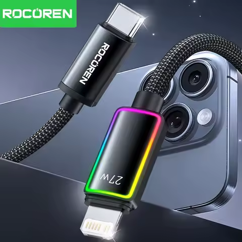 Rocoren PD 27W USB C Lighting Data Cable for iPhone 14 13 12 11 Pro Max Fast Charging 2.4A USB2.0 Data Cord for iPad Pro Wire