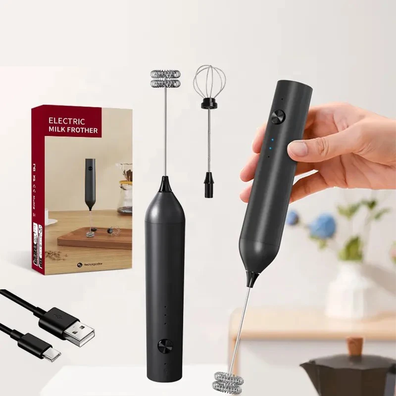 Kitchen Powerful Stirrer Milk Frother Handheld Foam Maker for Lattes Whisk Drink Mixer Coffee Electric Rechargable Egg Beater