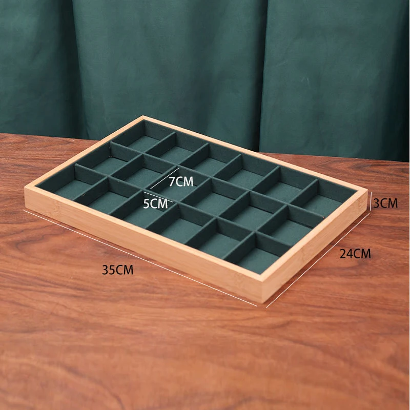 18-roosters bamboe sieraden display lade ring oorbel ketting armband hanger kralen organisator opbergvak voor lade