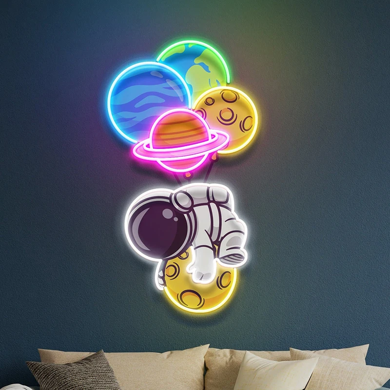 Imagem -02 - Abraçando o Planeta Led Neon Sign Luz de Néon Personalizada para o Quarto Sala de Estar Decoração de Parede para Casa