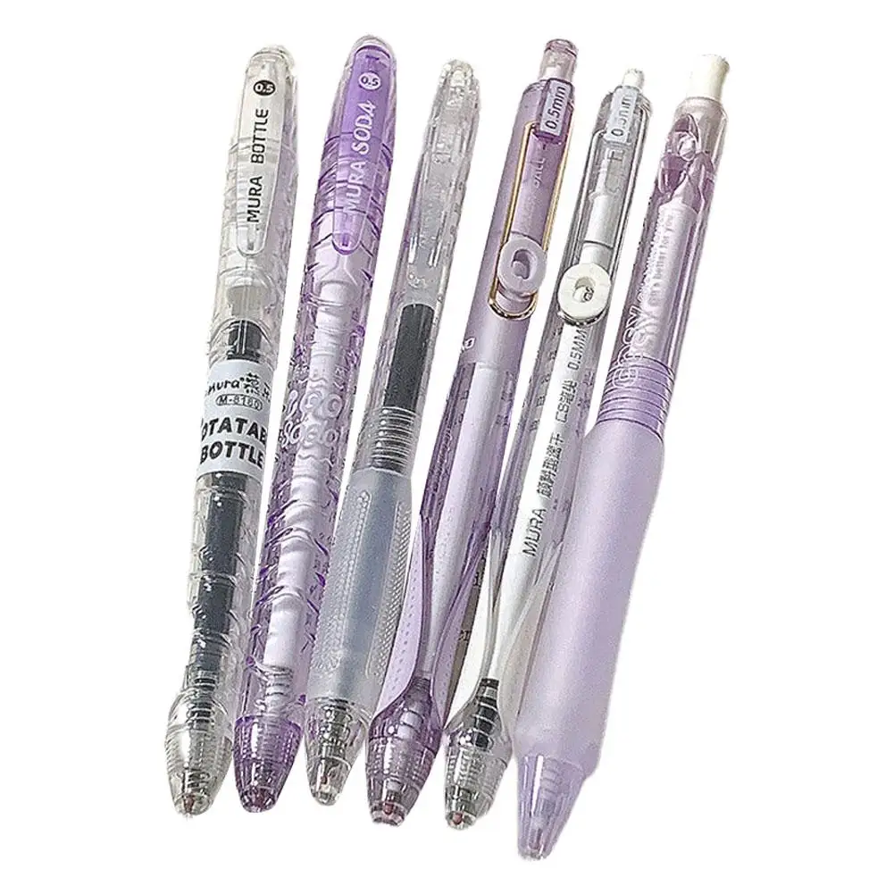 6pcs/set Peach Clear Tea Press Neutral Pen Quick Drying Black Pen  for Students School Supplies Office Korean Stationery