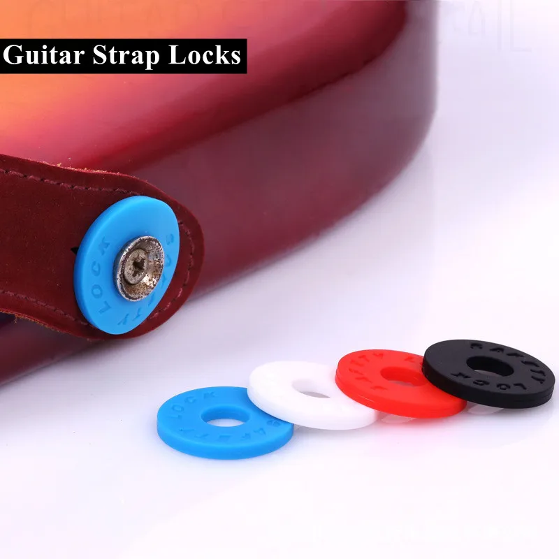 10 Pcs Electric Guitar Strap Lock Blocks Lock Button End Pins Wood Guitar Ukulele Bass Strap Buckle Silicone Non-slip End Lock