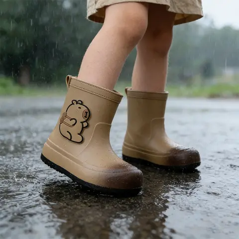 Kids Rain Boots Cartoon Waterproof Rubber Shoes Anti-slip Outdoor Rain Footwear for Boys Girls Ages 3-12