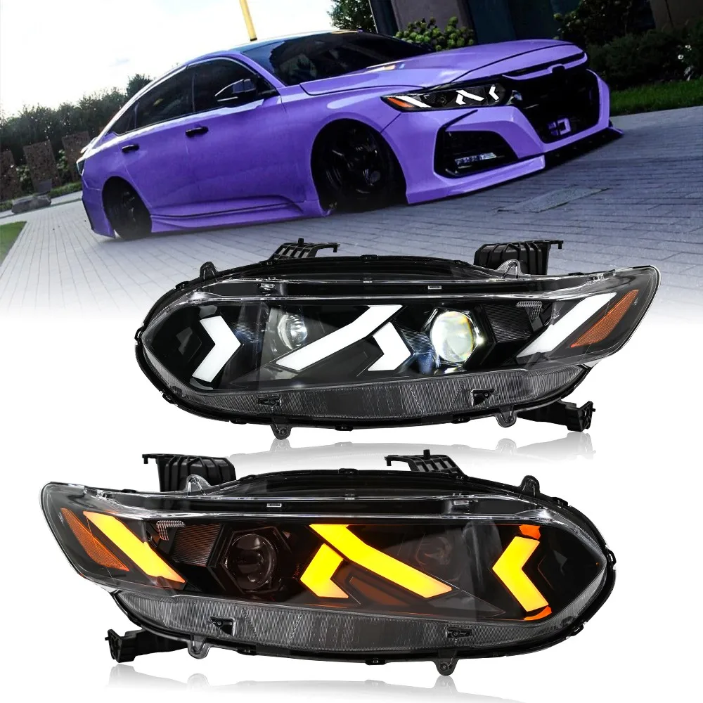 

1 комплект светодиодных фар проектора в сборе для Honda Accord 2018-2022, передние фары в сборе, аксессуары для фар DRL