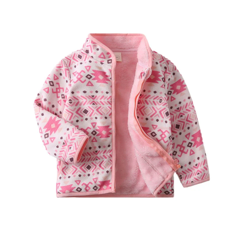 

Pink Long Sleeve Fleece Jacket for Kids 2-6T Warm Autumn Winter Outwear Baby Coat Boys & Girls Children's Clothing