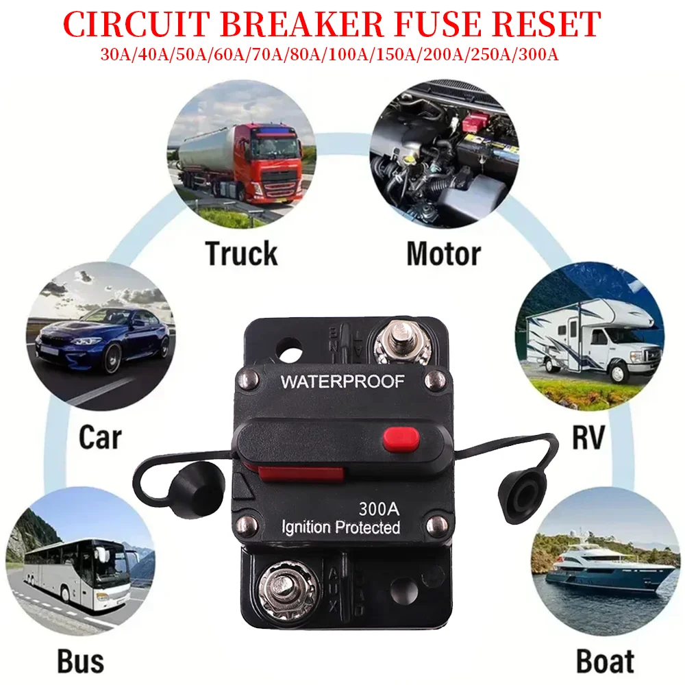 

Auto Circuit Breaker Fuse Reset 30AMP DC Mini Circuit Breaker Boat Car Waterproof Anti-corrosion Universal Overload Protector