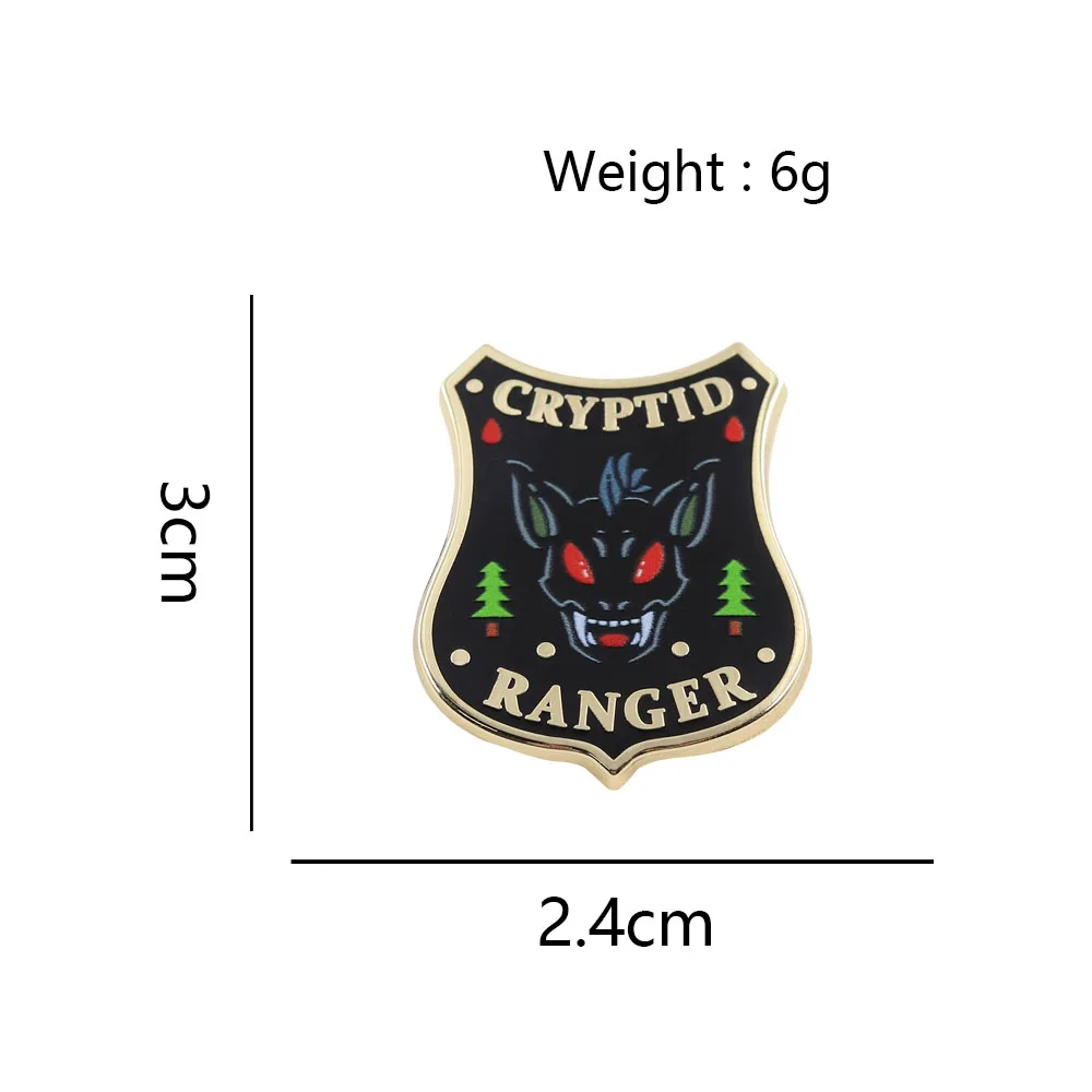 Cryptid Ranger-Enamel Pin Mystery Creature Badge Red Eyes Forest Spirit Brooch Denim Jacket Backpack Jewelry Gift for Fans - view 2