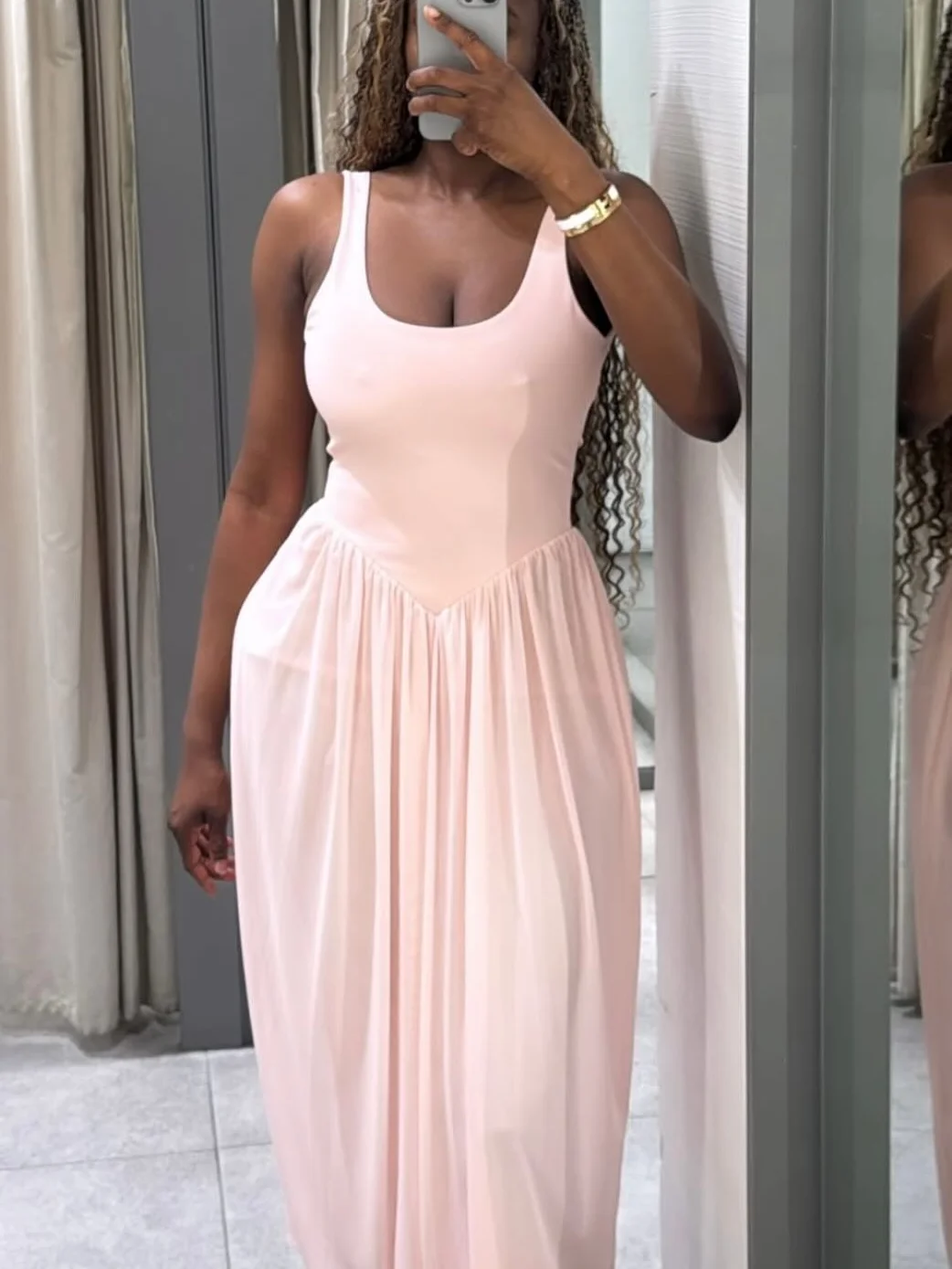 

Elegant Tulle Splicing Cami Dress Women's Sleeveless Backless Long Dress 2025 Summer Fashion Beach Party Dresses