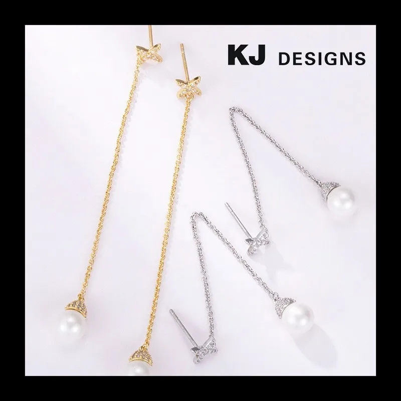 

S925 Серебряная игла с медным покрытием, настоящее золото, инкрустированный цирконием, пресноводный жемчуг, линия ушей, японская и корейская универсальная звездная цепочка F