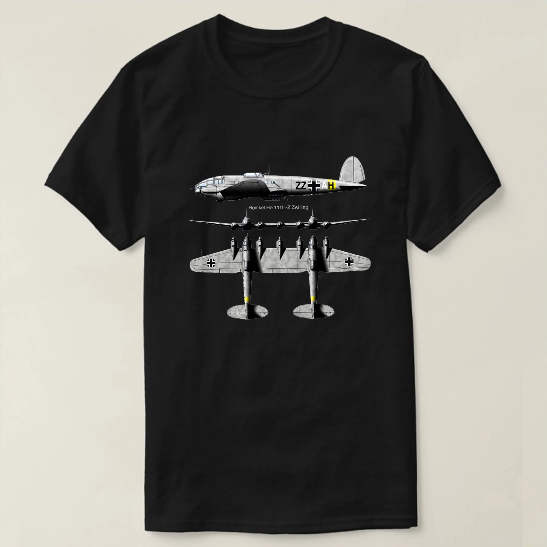 

Heinkel He 111Z Zwilling WWII German Plane Illustration T-Shirt New 100% Cotton Short Sleeve O-Neck T-shirt Casual Mens Top