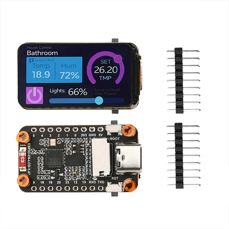 Development Board C6 1.47-Inch LCD Screen WiFi 6 Bluetooth 5 RGB LED Type-C Interface ESP32
