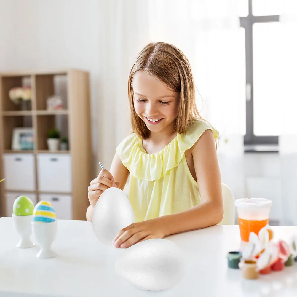 

3pcs Foam Blank Diy Craft Eggs For Easter Party Decorations Fake Egg Lightweight Portable Decorative Simulation Eggs