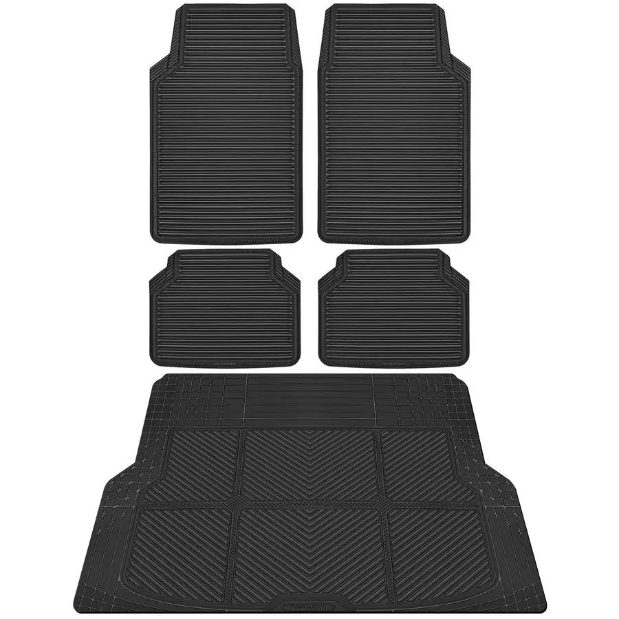 

Black Rubber Car Floor Mats amp Cargo Liners, All Weather Car Mats amp Trunk Mats,Waterproof Automotive Floor Mats Trim to Fit f