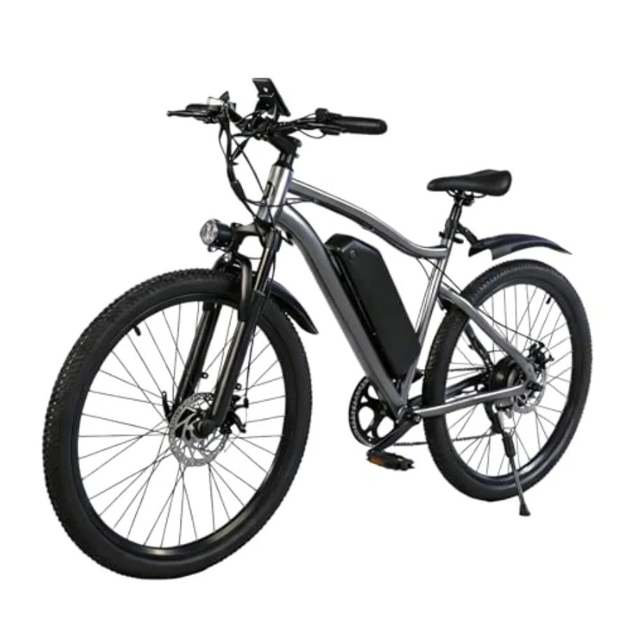 

Electric commuter bike for adults aluminum frame matte black 26 wheels with 7-speed gears 25MPH top speed 720W peak motor 375Wh