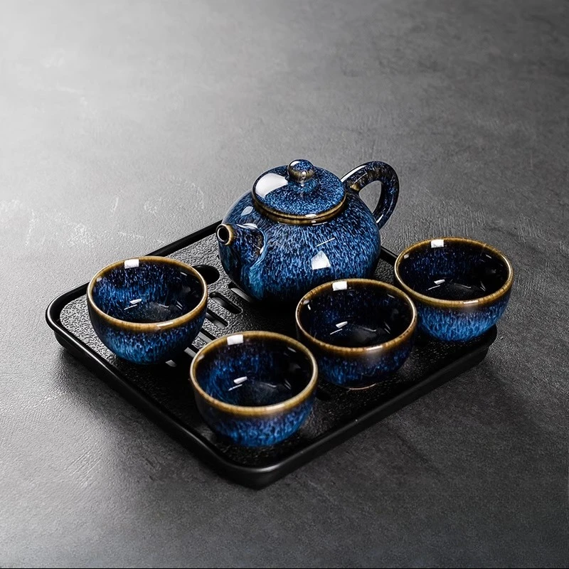 

Holder Gentlemen Tea Tray Set Porcelain Leaves Chinese Coffee Cup Tea Tray Black Small Serving Plateau Cuisine Home Accessories