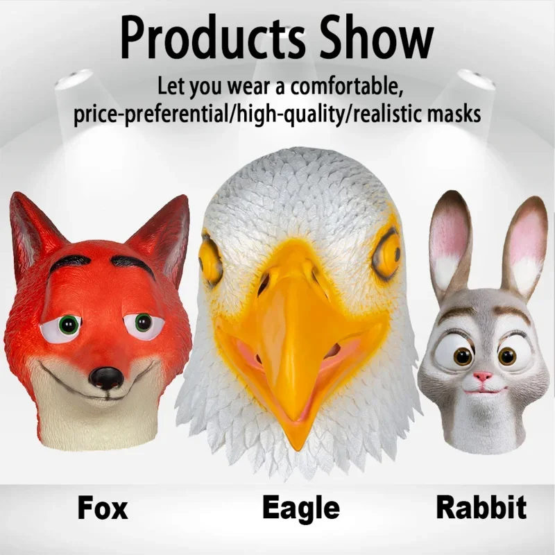 animal mask Unicorn Horse Deluxe Novelty Halloween Costume Party Eagle Dove Latex Head Masks