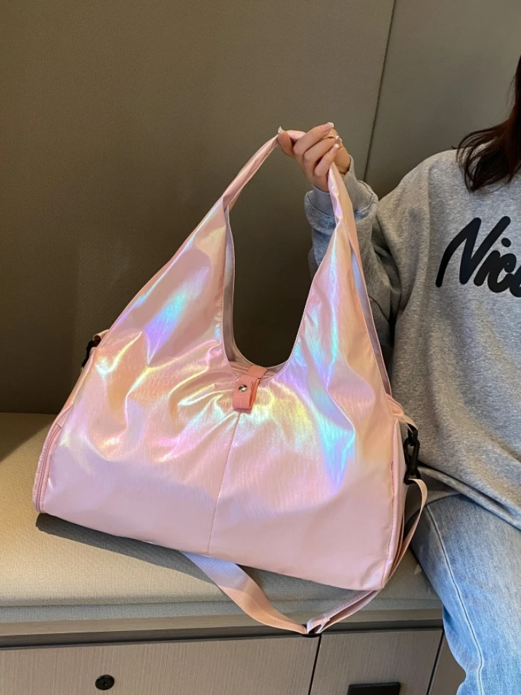 Glossy Fitn Bag Women's Large Capaci Lightweight Faionable Handheld Yoga Training Waterproof Bag Sport Travel Bag