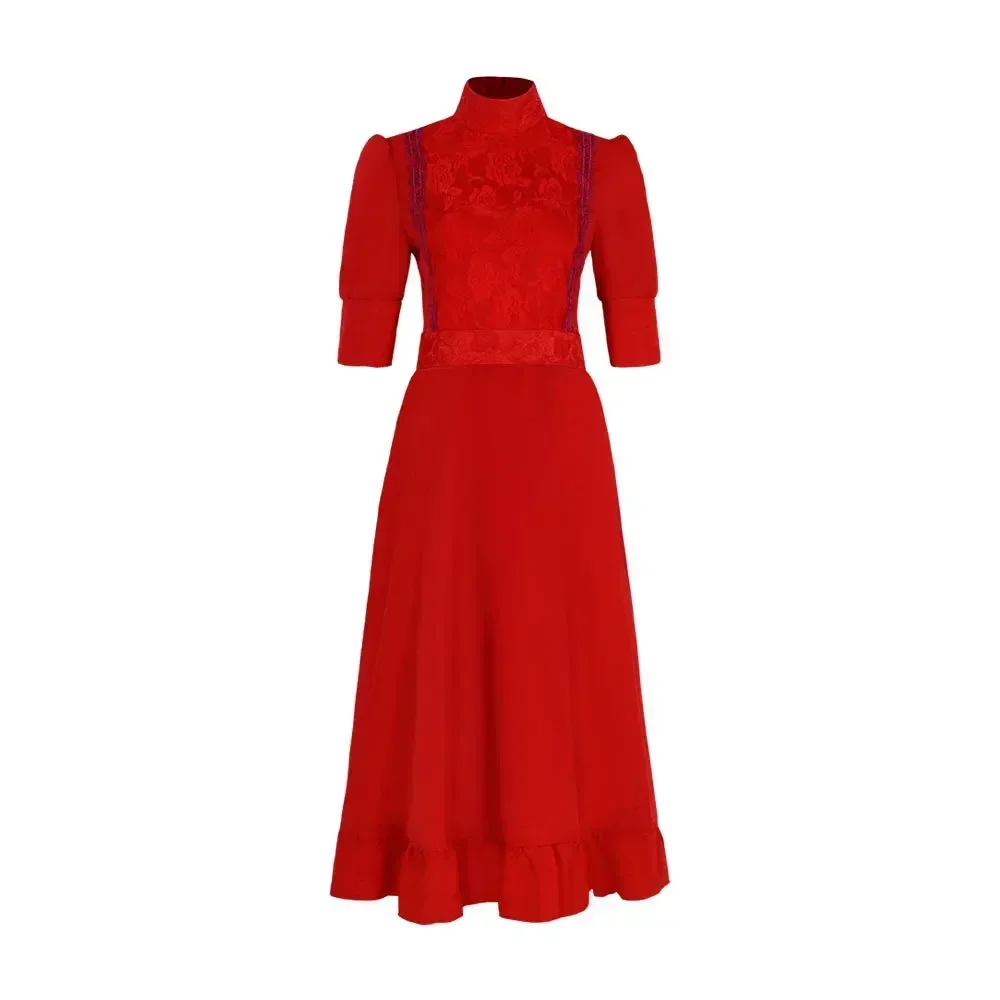 Halloween Robe de Cosplay en perles de película de terror para mujeres, rouge, Vintage, en dentelle, Disfraces de halloween medievales