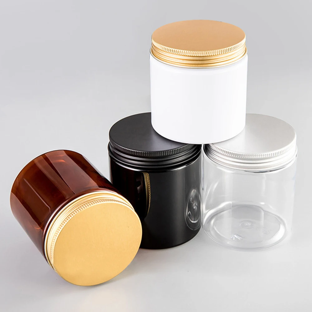 10pcs/Lot 200g 200ml Plastic Jar Cosmetic Cream Jars Pot With Lid PET Black Sample Container Empty Food Packing Cans Wholesale