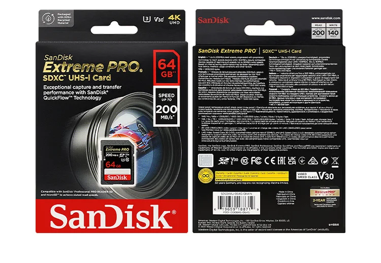 100 % Original Sandisk SD-Karte Extreme Pro Speicherkarte 32 GB 64 GB 128 GB 256 GB V30 High Speed Class 10 U3 SD-Karte für Kamera – Detail 14