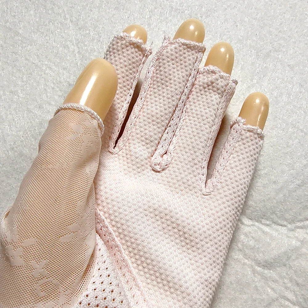 Guantes largos de seda de hielo para mujer, protección solar antideslizante para exteriores, cubierta de brazo sin dedos, sólido, Verano