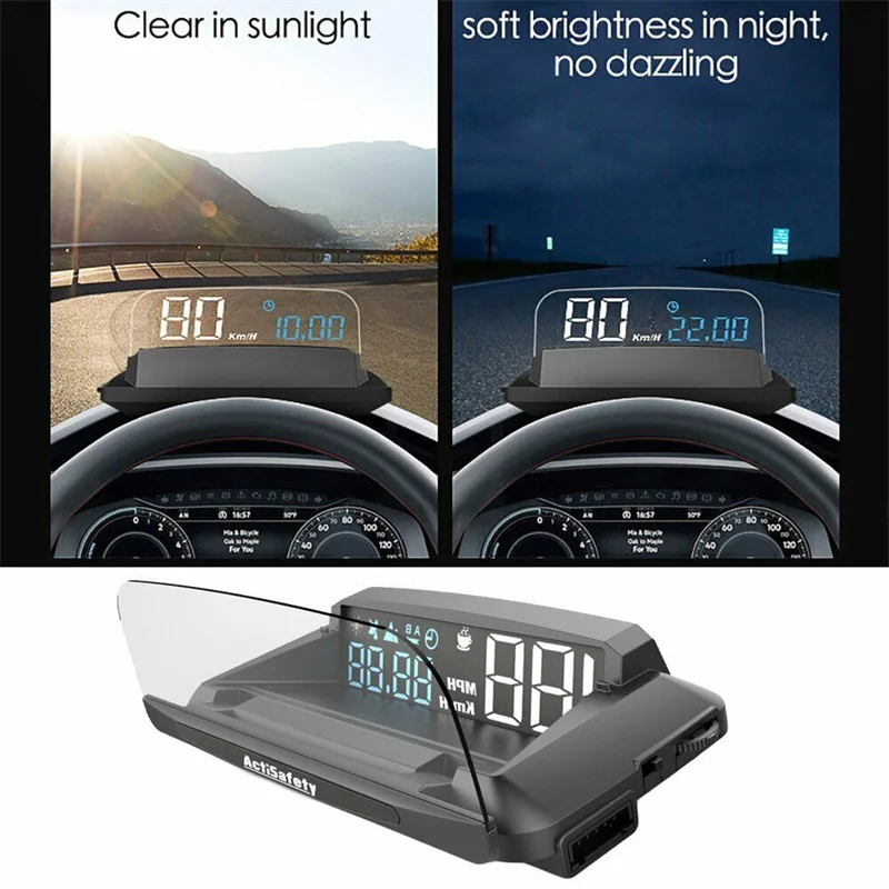 Car HUD Head Up Display OBDII Computer di guida per auto Proiettore LED HD Computer di bordo automatico Allarme chilometraggio carburante Accessori