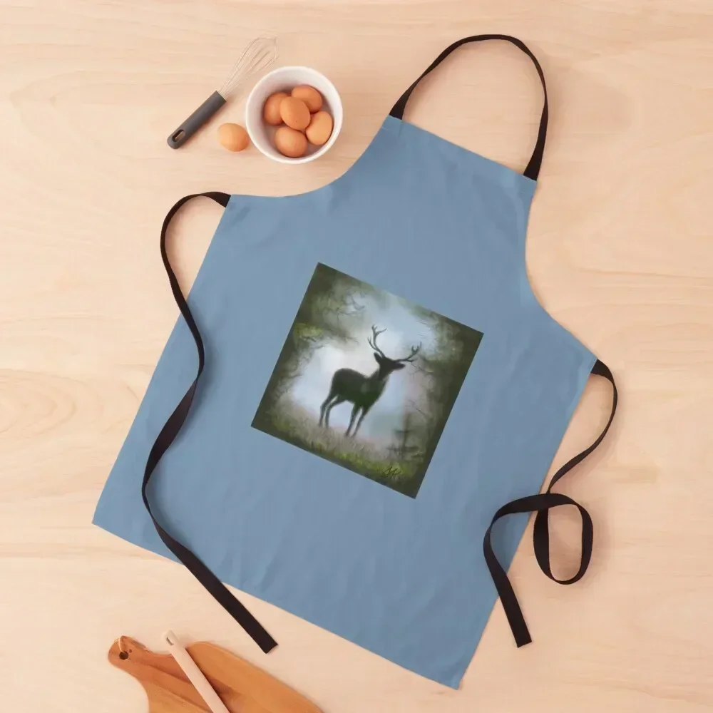

Фартук с оленем в сумерках, тканевый фартук для художников, новогодний кухонный фартук для мужчин