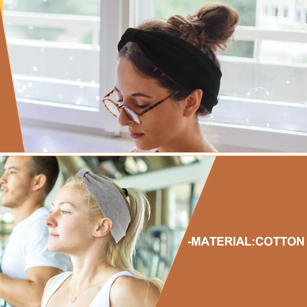 

2pcs Elastic Headband Women Fitness Knotting Hairband Breathable Sweatbands Yoga Sports Running Professional Hair Band