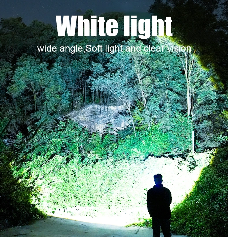 High Power Rechargeable Led Flashlight Super Big Flashlights 14 Modes with COB Multi-functional High-lumen Torch Outdoor Fishing