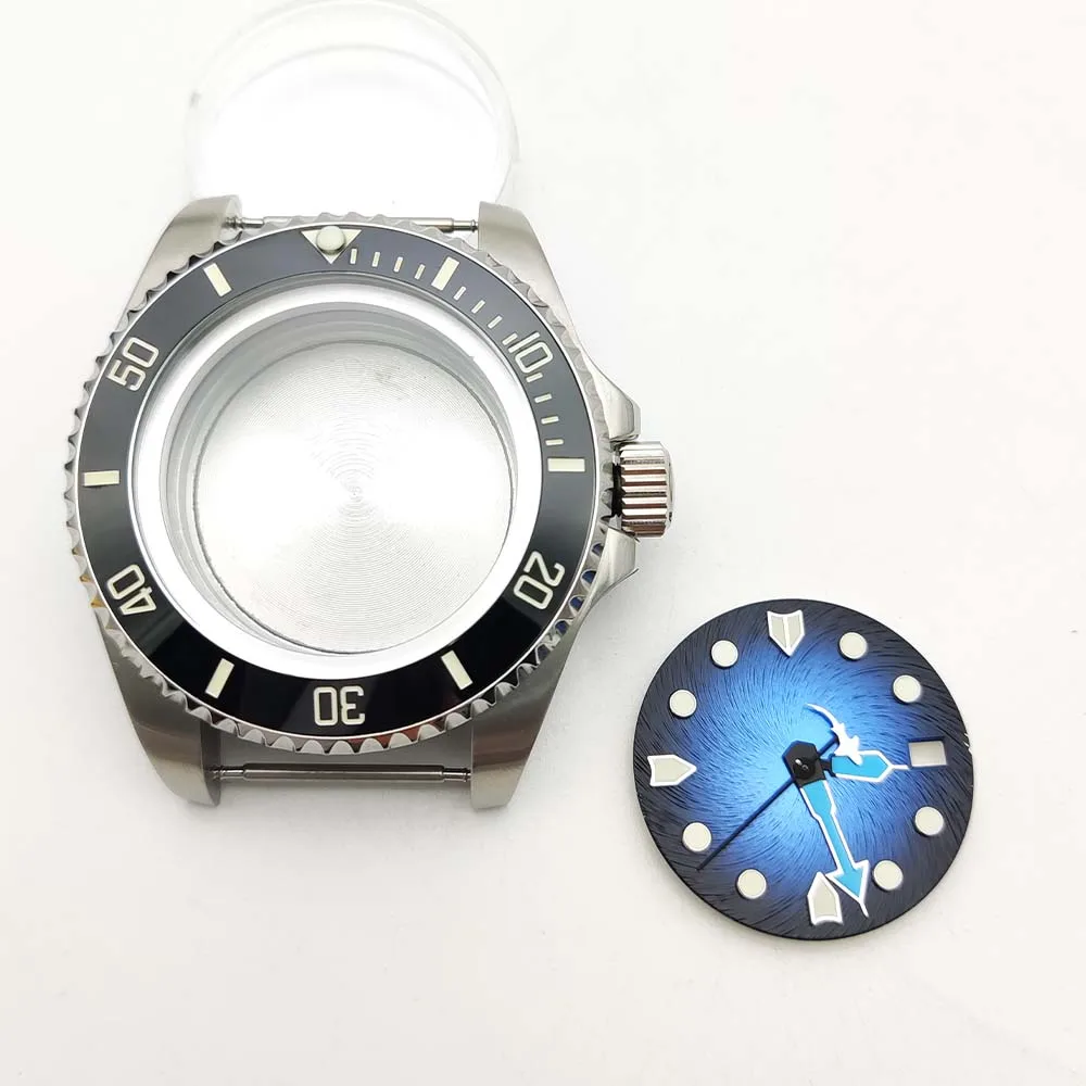 Peças de relógio mecânico automático masculino, vidro de safira, moldura luminosa, aço inoxidável 316L Sterile Dial, 42mm Case, 40mm