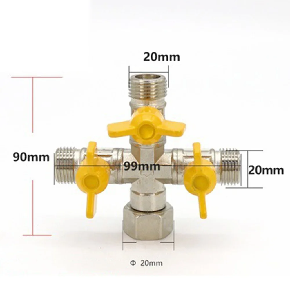 

2/3 Switch Brass Diverter Valve 1/2" Hose Barb Rustproof Y Shaped Ball Valve Anti-leak Multi-purpose Hose Pipe Barb Fitting