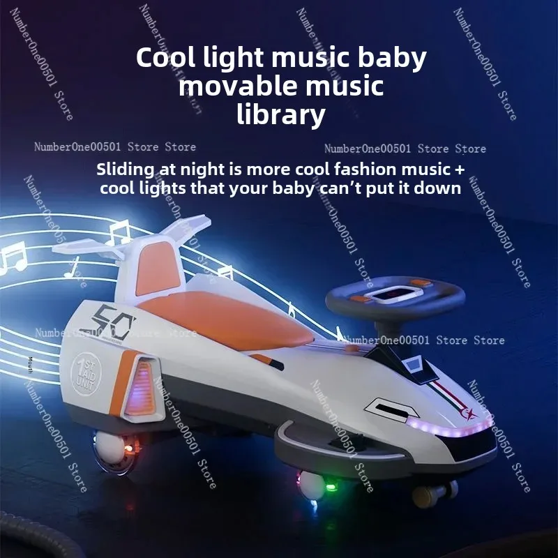 New Children's Electric Car Spray Swing Car Boys and Girls Automatic Sliding with Music Luge