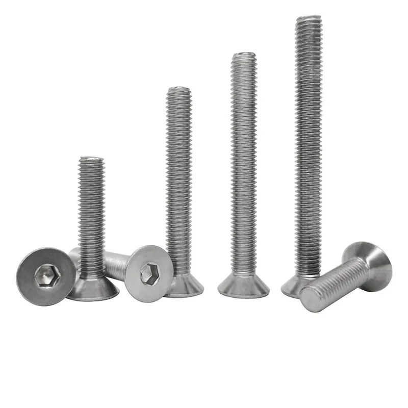 

304 Stainless Steel M6 Flat Head Hex Socket Cap Screws Countersunk Allen Bolts 10mm Diameter 16/75/80/85/90/95/100/120/130/140